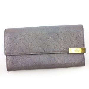 GUCCI Long Wallet Microgucci Shima Leather Authentic